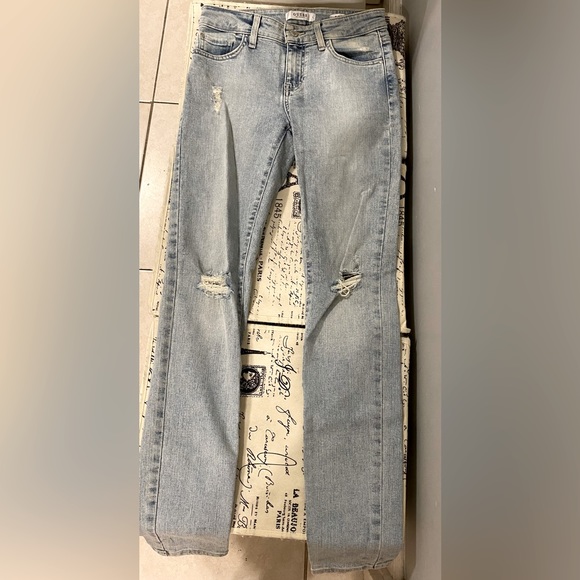GUESS BLUE DENIM MID RISE SKINNY JEANS - Picture 1 of 7